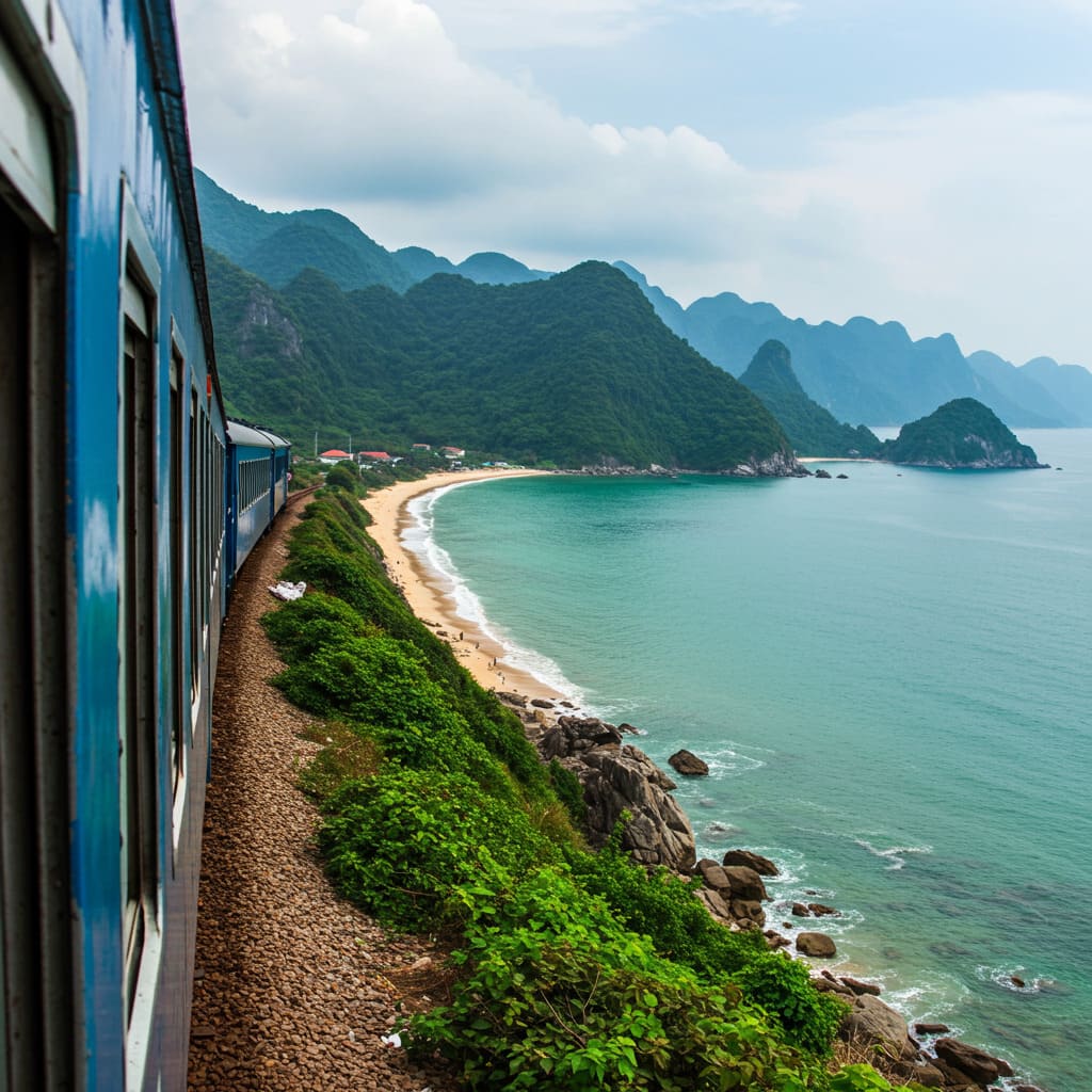 Lang Co Beach train view